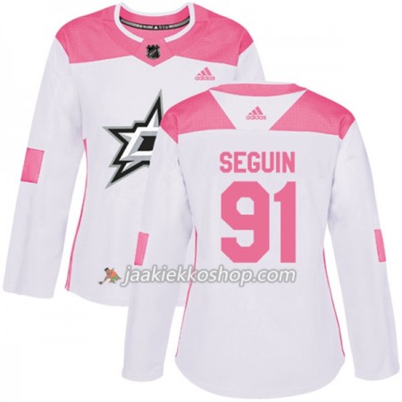 Nainen NHL Dallas Stars Pelipaita Tyler Seguin 91 Adidas 2017-2018 Valkoinen Vaaleanpunainen Fashion Authentic